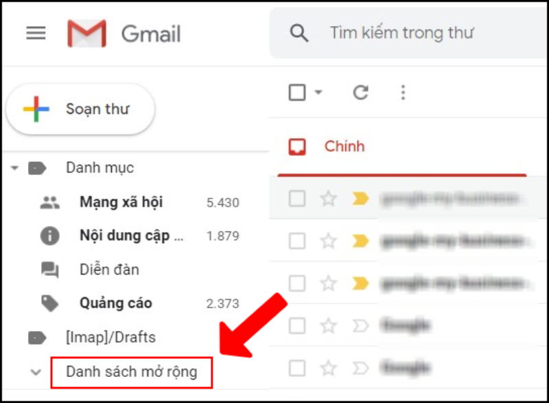 Danh sách mở rông trong Gmail